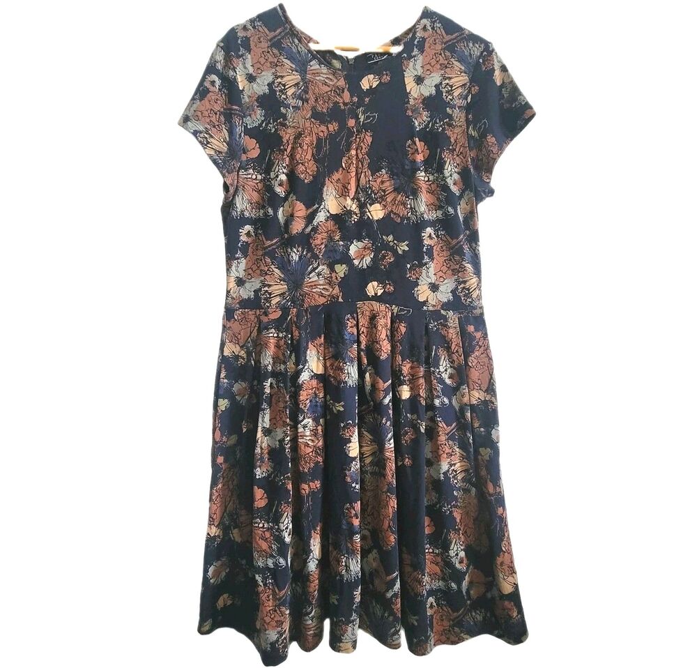 Peruvian connection Womens Short Sleeve Floral Midi Dress Size L
